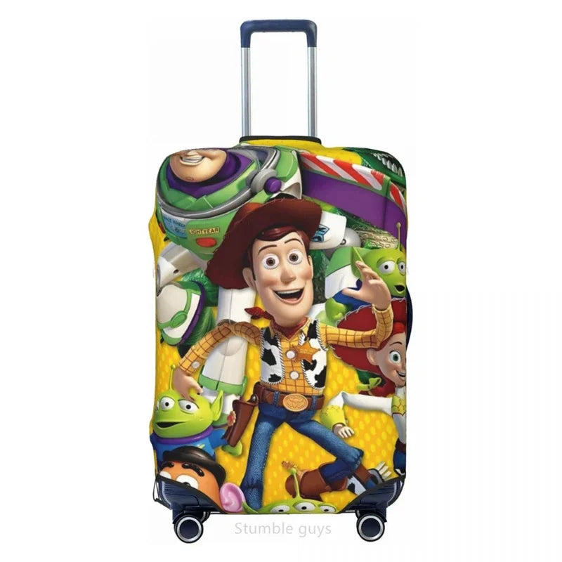 Travel Suitcase Protective Sleeve Toys Pattern Elastic Fabric Fits 18-32 Inch Luggage Dustproof Washable Anti-Scratch