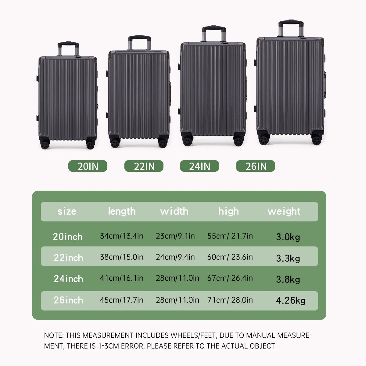 Valise trolley à cadre aluminium 20"-28" – Port USB, serrure à combinaison & roues spinner