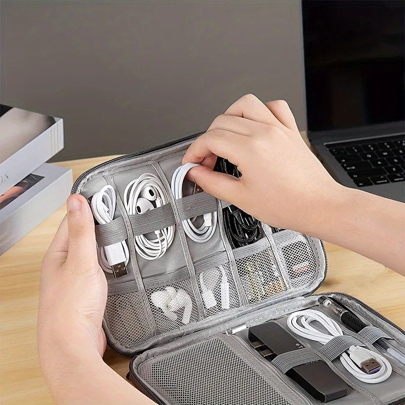 Travel Essentials Multi-pocket Cable Organizer Bag, Small Charging Cord Storage, Charger, Cables, Cord Storage And Accessory Bag