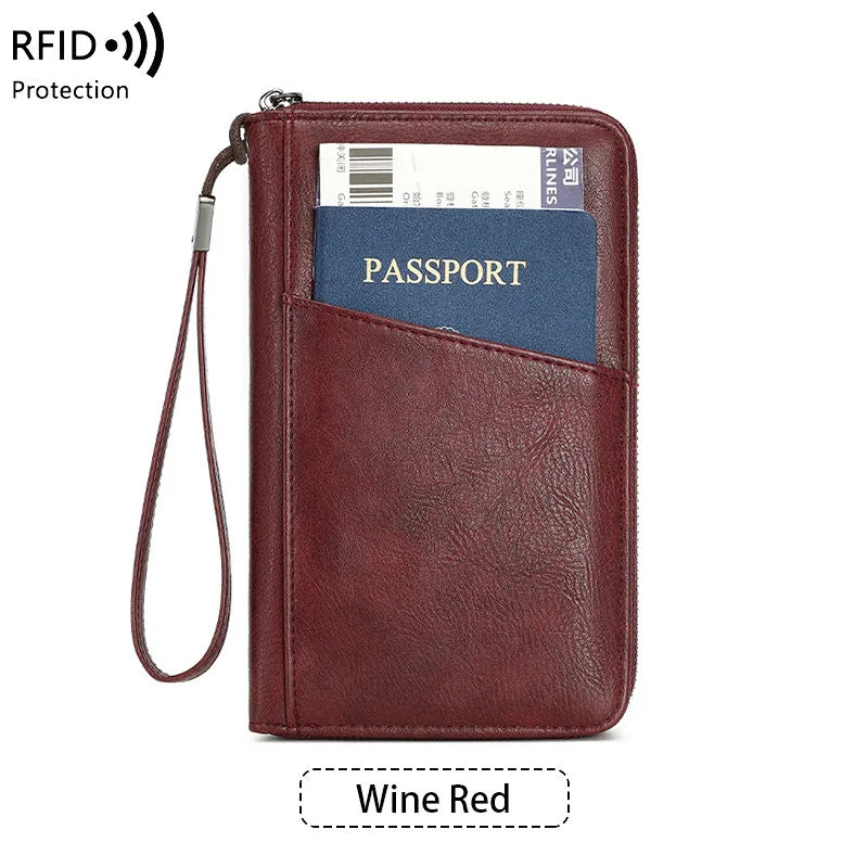 Portefeuille de voyage avec clip passeport – Cuir PU, anti-RFID, homme & femme