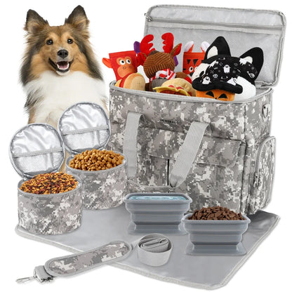 Airline Approved Dog Travel Bag Weekend Pet Travel Set Tote Organizer with Multi-Function Pockets for Supplies