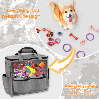 Airline Approved Dog Travel Bag Weekend Pet Travel Set Tote Organizer with Multi-Function Pockets for Supplies