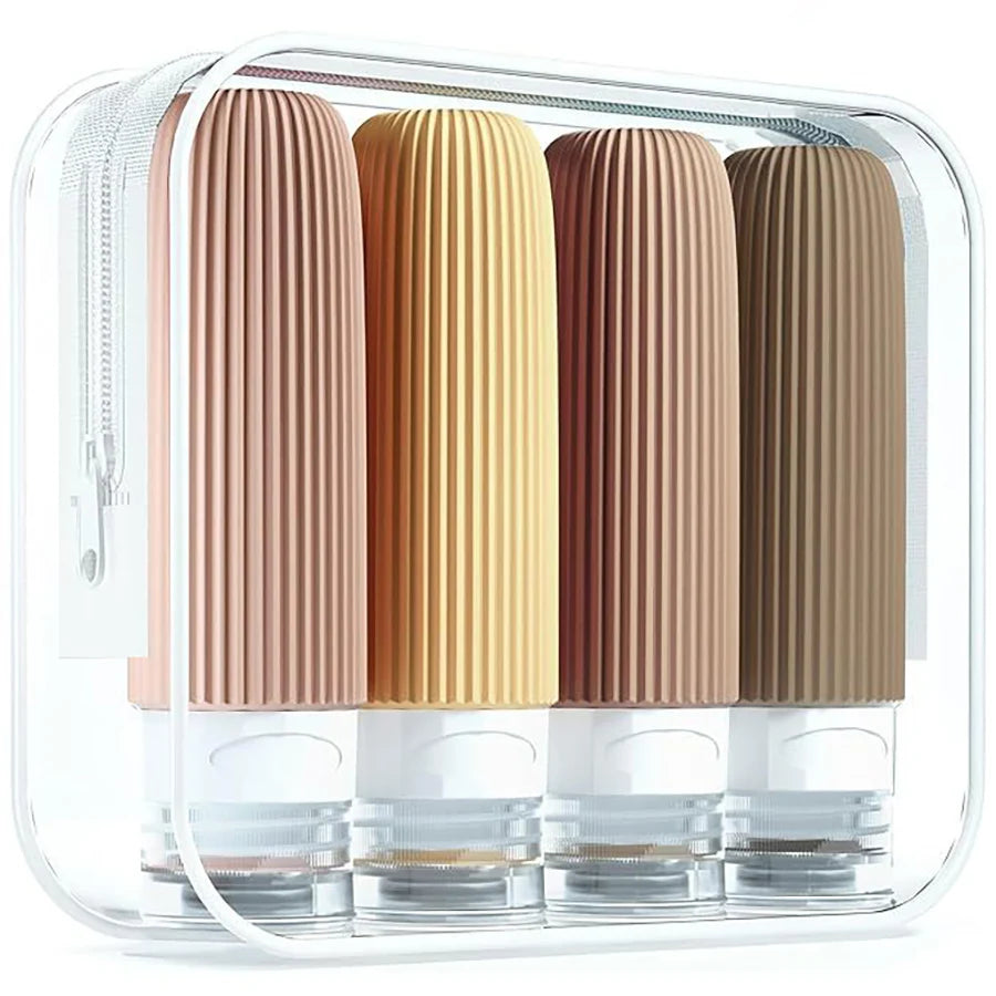 Flacons toilette voyage rechargeables – Set 4, sans BPA & anti-fuite