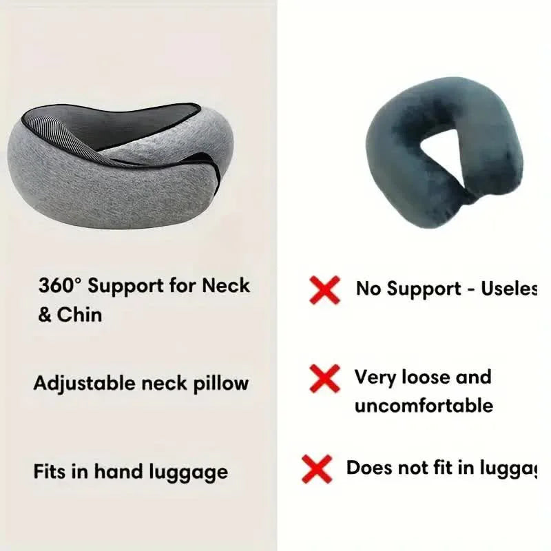 Oreiller voyage mémoire de forme – Support cervical ajustable