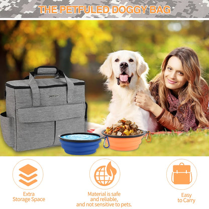 Airline Approved Dog Travel Bag Weekend Pet Travel Set Tote Organizer with Multi-Function Pockets for Supplies