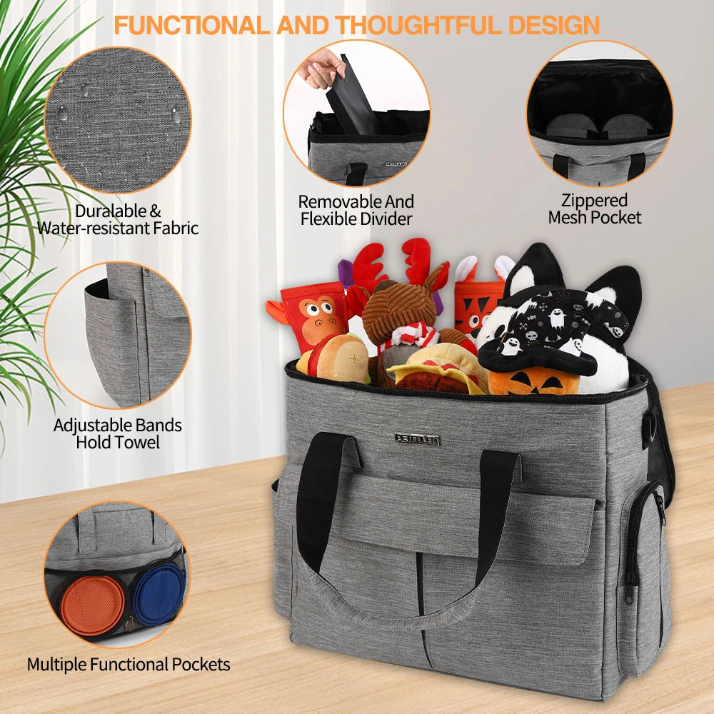 Airline Approved Dog Travel Bag Weekend Pet Travel Set Tote Organizer with Multi-Function Pockets for Supplies