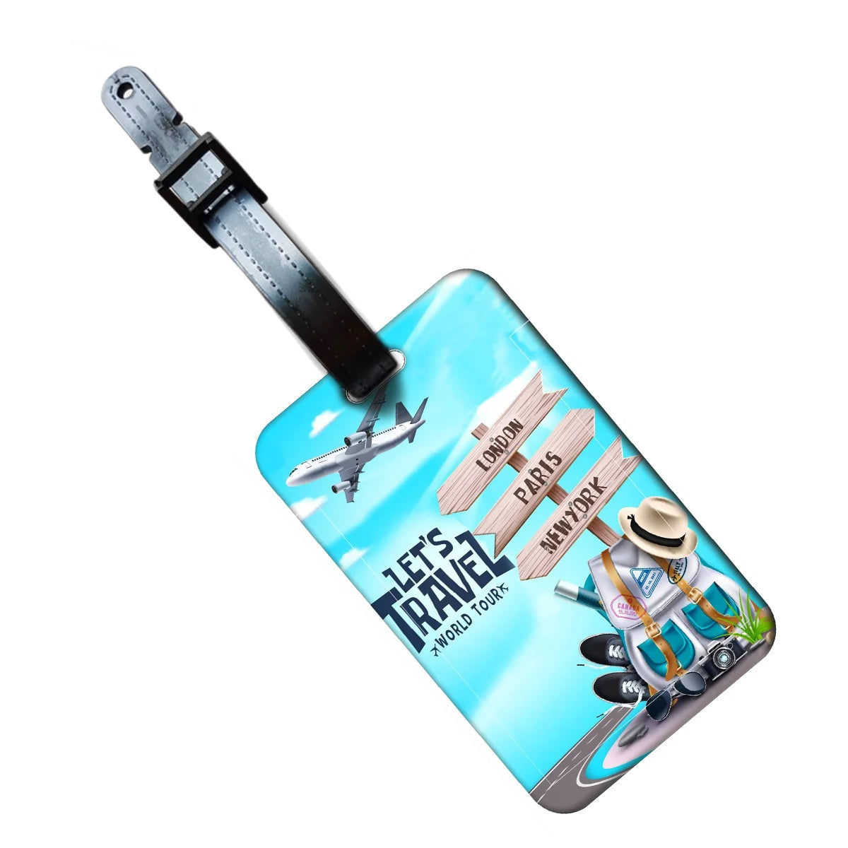 Let's Go Travel Luggage Label ABS Luggage Tag Creativity Suitcase ID Address Holder Baggage Portable Baggage Boarding Accessory