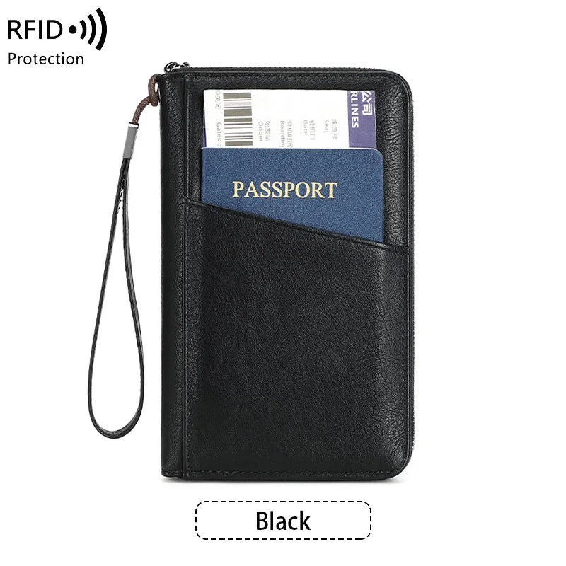 Portefeuille de voyage avec clip passeport – Cuir PU, anti-RFID, homme & femme