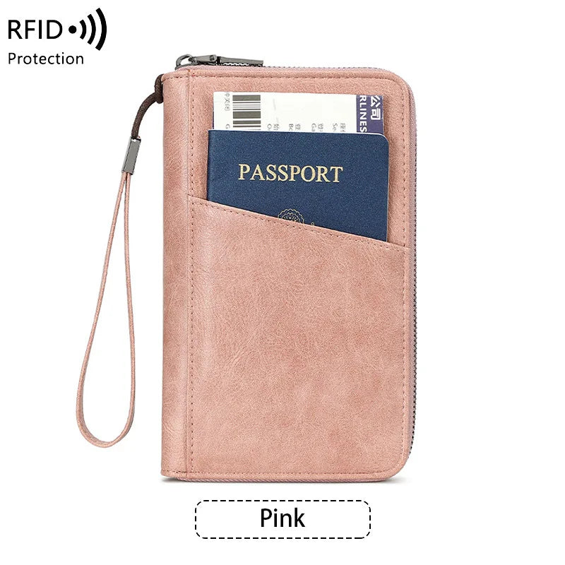 Portefeuille de voyage avec clip passeport – Cuir PU, anti-RFID, homme & femme
