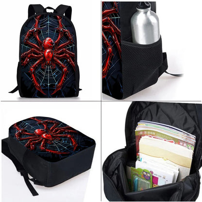 Red Spider Three Piece Backpack Set For Boy And Girls Best Gifts 2D Flat Cartoon School Backpack For Children