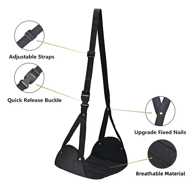 Portable Airplane Footrest – Adjustable Strap & Long-Haul Comfort