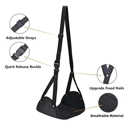 Portable Airplane Footrest – Adjustable Strap & Long-Haul Comfort