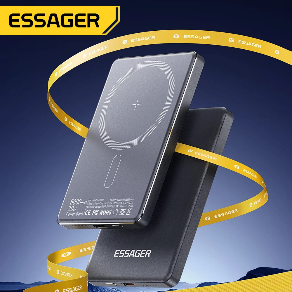 Powerbank Magnétique Mince 5000mAh – Charge Sans Fil 20W MagSafe