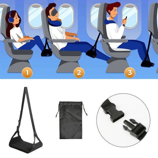Repose-pied avion portable – Sangle réglable & confort long-courrier