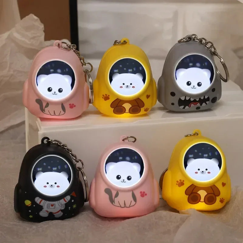Luminous Backpack Astronaut Keychain Women Men Starry Sky Portable Cute Keychains Daily Travelling Bag Pendant Fashion Accessory